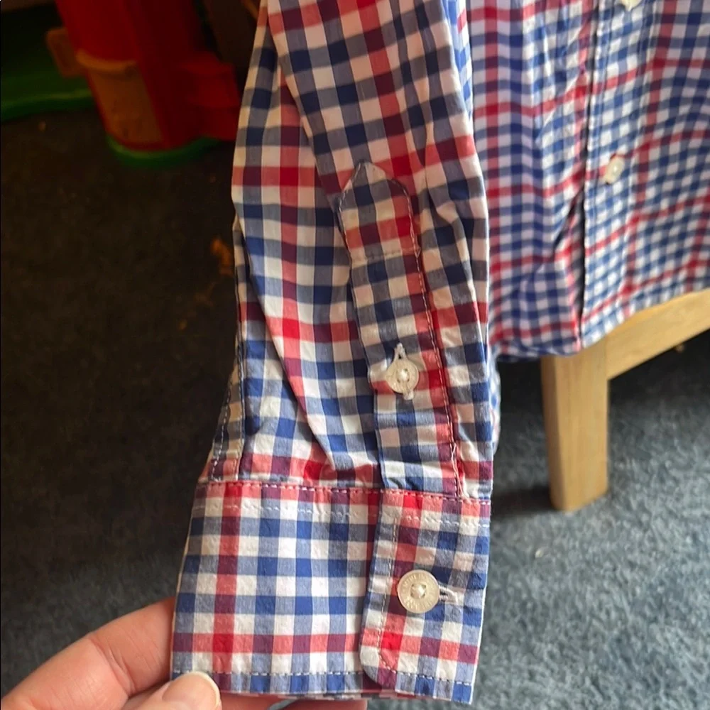 Mini Boden Red and Blue Gingham Boy’s Buttondown